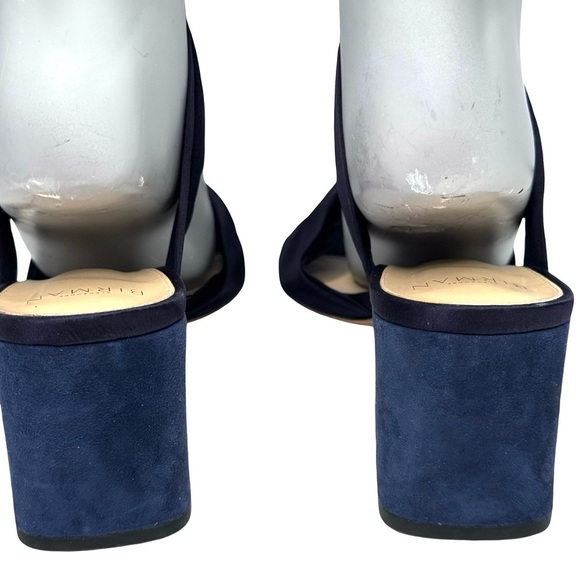 ALEXANDRE BIRMAN Alessa 60 Suede Ankle Wrap Block Sandals Navy Petrol with Gold - Picture 12 of 16